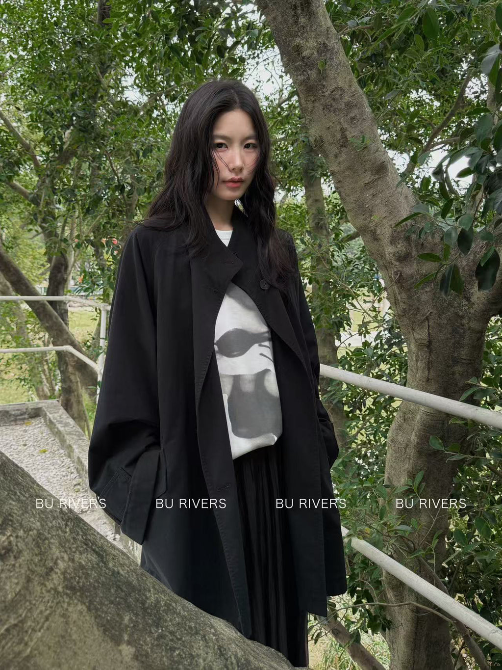 Spring New Arrival! 【BU RIVERS】 Stand Collar Temperament Commuter Mid-Length Trench Coat (with Belt) S32813# ZRY