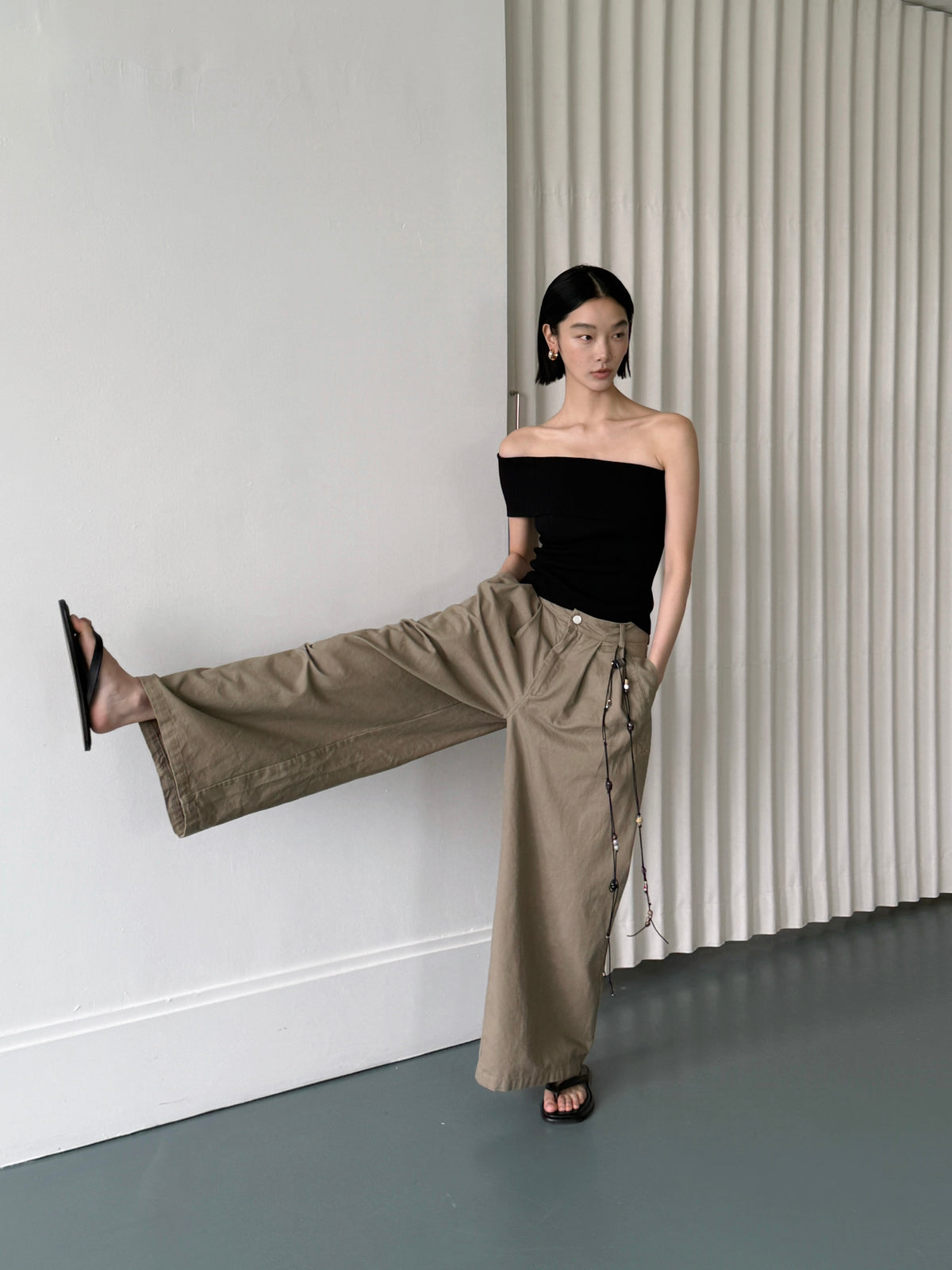 BU RIVERS Women's Elegant Slimming Wide-Leg Casual Pants - Versatile Loose Fit Trousers