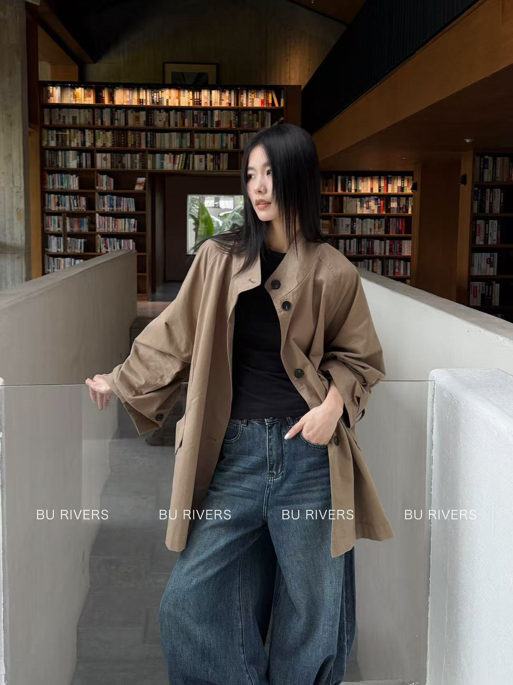 Spring New Arrival! 【BU RIVERS】 Stand Collar Temperament Commuter Mid-Length Trench Coat (with Belt) S32813# ZRY