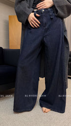 BU RIVERS Women's Winter Fleece-Lined Wide-Leg Jeans - Slimming Casual Commuter Denim