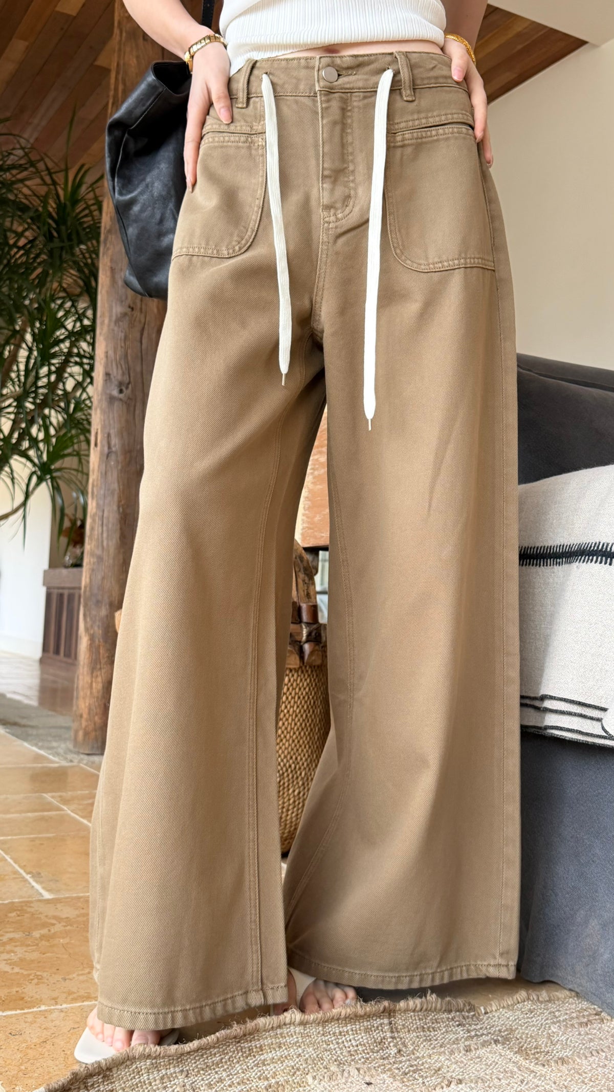 BU RIVERS Women's High-Waist Tencel Straight-Leg Jeans - Slimming Loose Fit Spring Denim