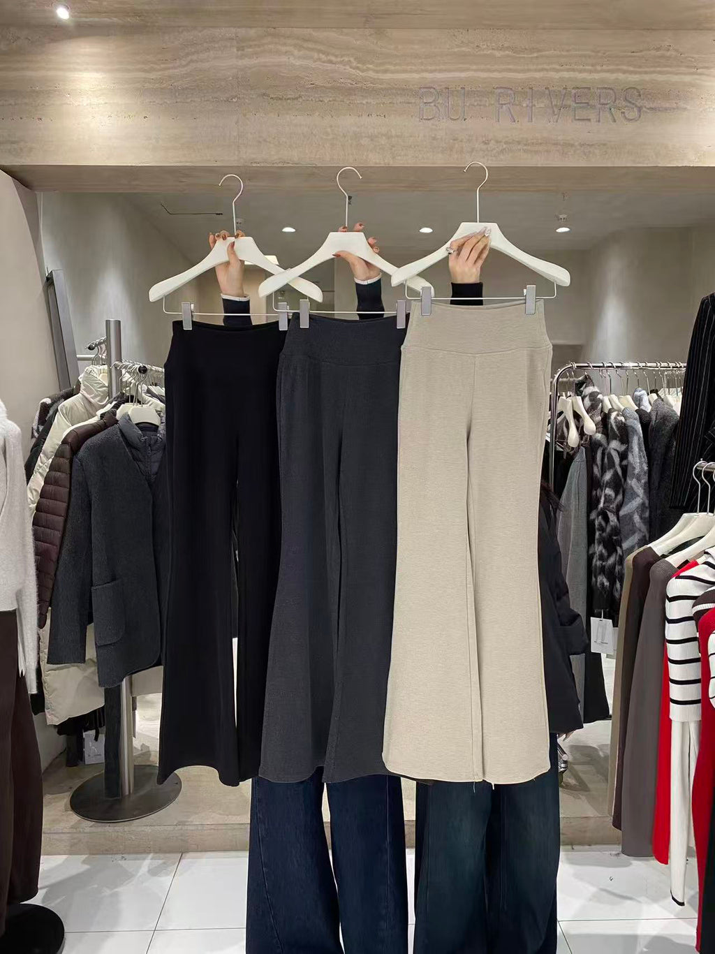 BU RIVERS Elegant High-Waist Slimming Flared Casual Pants - Chic Winter Commuter Style