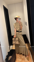 BU RIVERS Elegant High-Waisted Elastic Slimming Midi Skirt - Versatile Casual H-Line Pencil Skirt