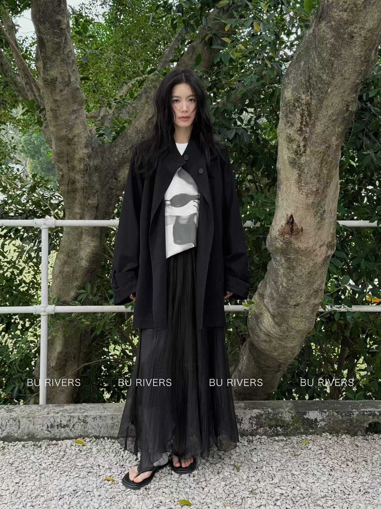 Spring New Arrival! 【BU RIVERS】 Stand Collar Temperament Commuter Mid-Length Trench Coat (with Belt) S32813# ZRY