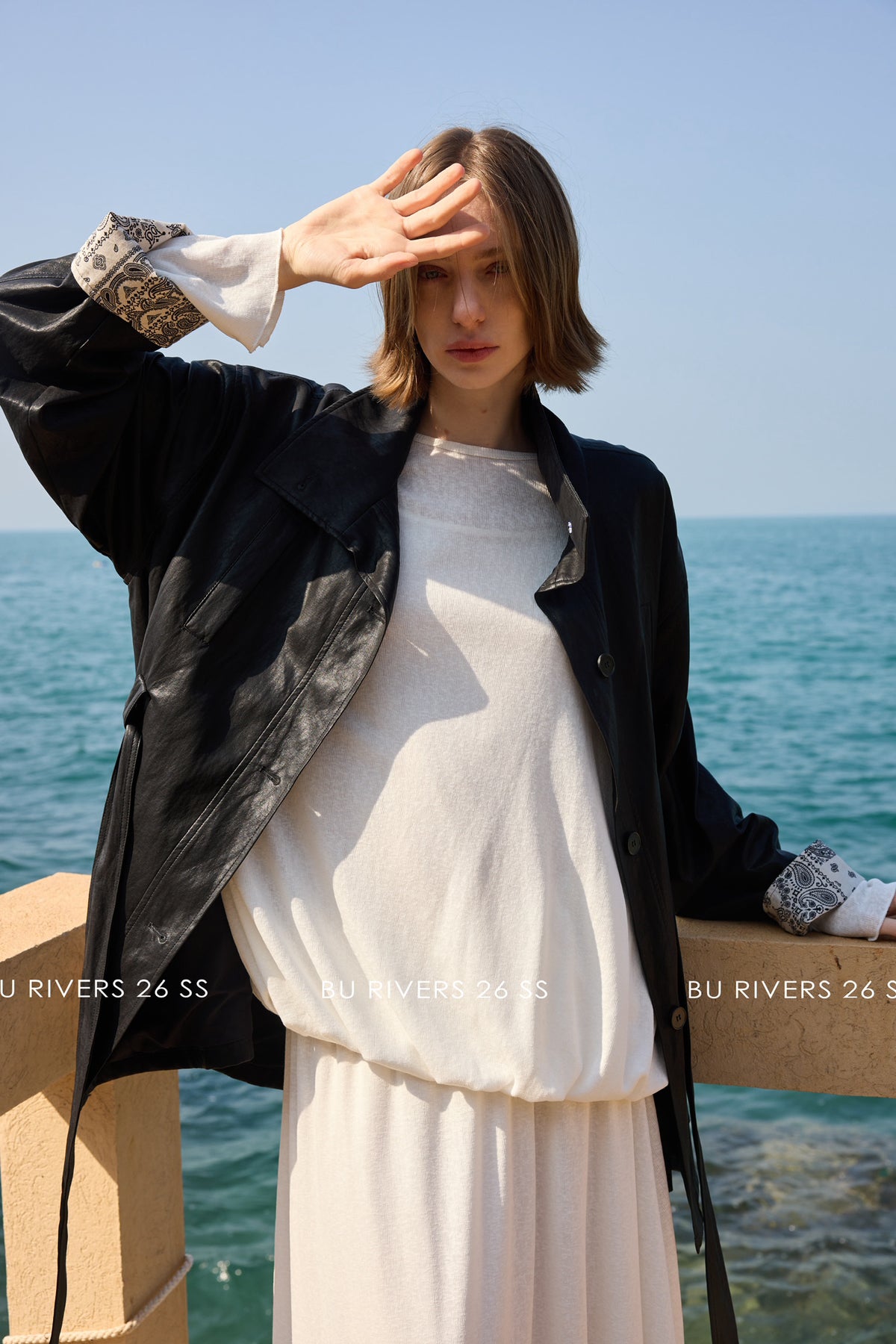 BU RIVERS Women's Designer Fake Two-Piece Cloud Soft Long Sleeve T-Shirt