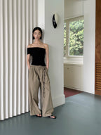 BU RIVERS Women's Elegant Slimming Wide-Leg Casual Pants - Versatile Loose Fit Trousers