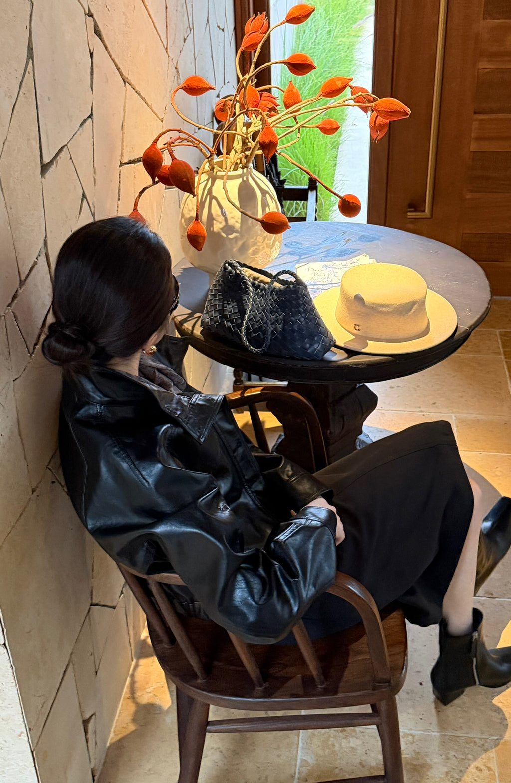 BU RIVERS Women's Stand Collar Biker Jacket - Loose Fit Casual Spring Leather Coat