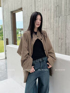 Spring New Arrival! 【BU RIVERS】 Stand Collar Temperament Commuter Mid-Length Trench Coat (with Belt) S32813# ZRY