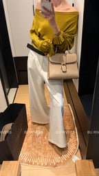 BU RIVERS Elegant Off-the-Shoulder Knit Sweater - 2026 Early Spring Wool Blend Designer Top