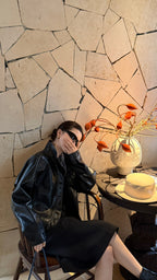 BU RIVERS Women's Stand Collar Biker Jacket - Loose Fit Casual Spring Leather Coat