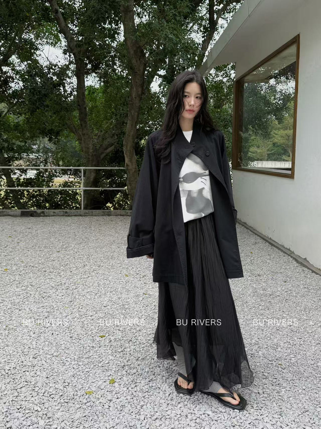 Spring New Arrival! 【BU RIVERS】 Stand Collar Temperament Commuter Mid-Length Trench Coat (with Belt) S32813# ZRY