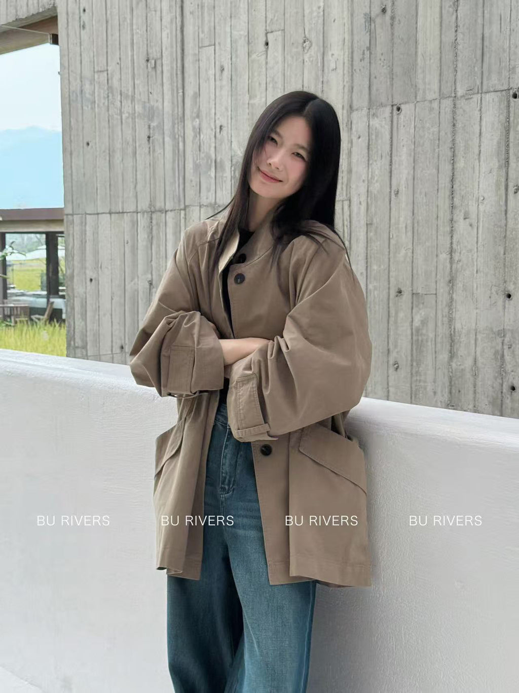 Spring New Arrival! 【BU RIVERS】 Stand Collar Temperament Commuter Mid-Length Trench Coat (with Belt) S32813# ZRY