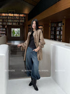 Spring New Arrival! 【BU RIVERS】 Stand Collar Temperament Commuter Mid-Length Trench Coat (with Belt) S32813# ZRY