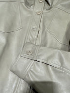 BU RIVERS Women's Stand Collar Biker Jacket - Loose Fit Casual Spring Leather Coat