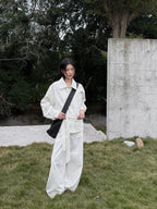 BU RIVERS Women's Elegant Wide Leg Casual Pants - Slimming High-Waisted Commuter Trousers