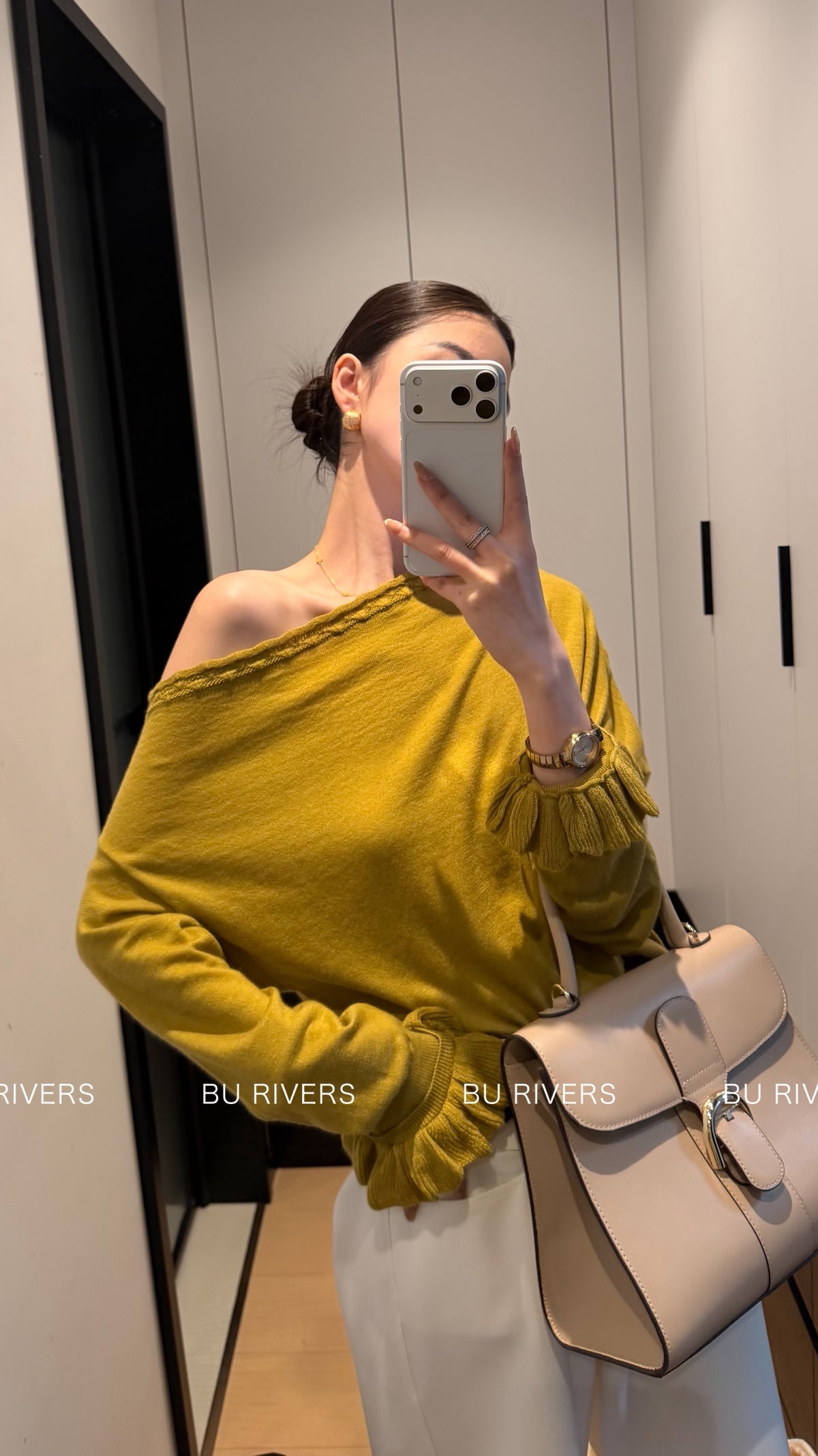 BU RIVERS Elegant Off-the-Shoulder Knit Sweater - 2026 Early Spring Wool Blend Designer Top