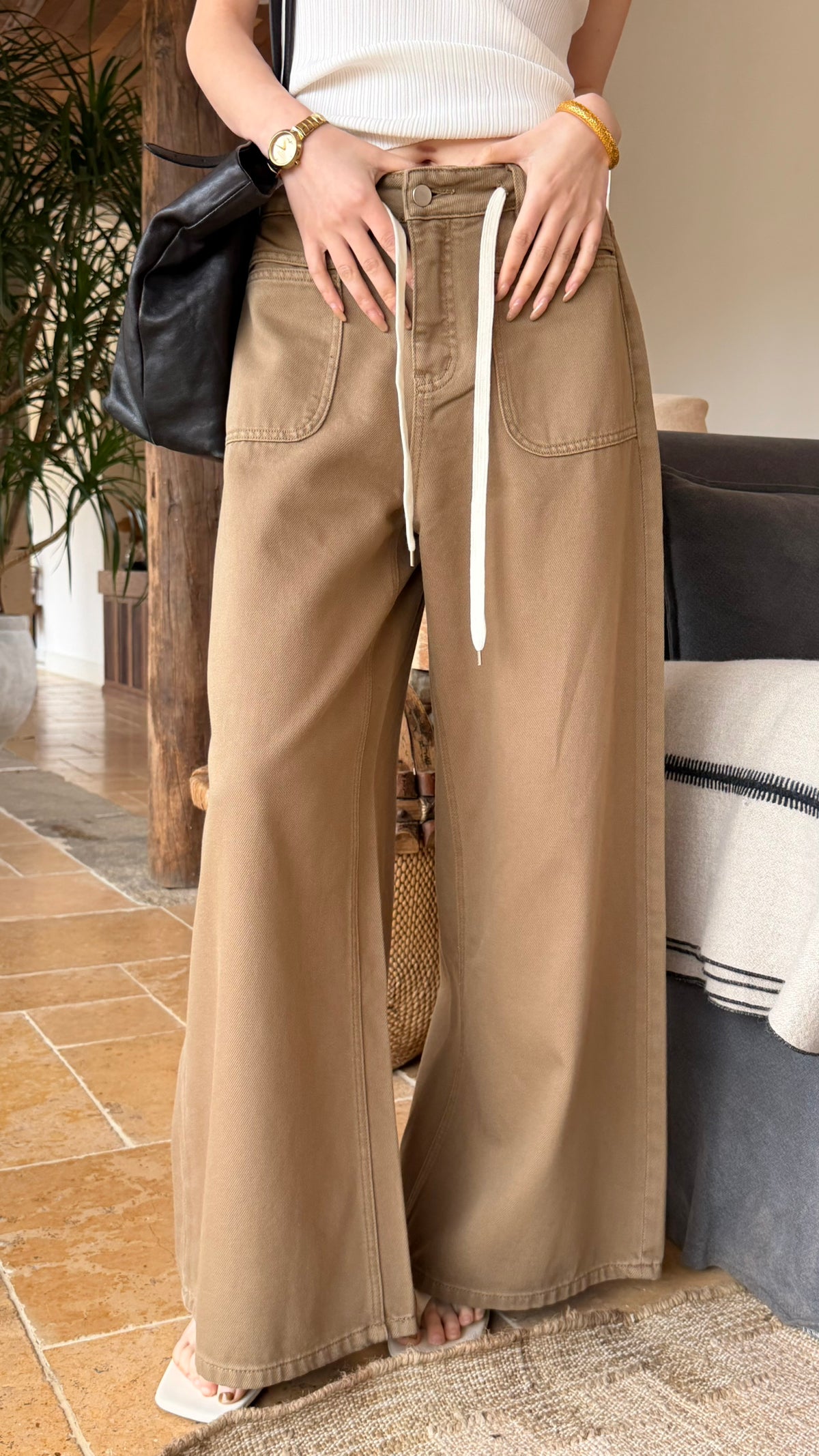 BU RIVERS Women's High-Waist Tencel Straight-Leg Jeans - Slimming Loose Fit Spring Denim