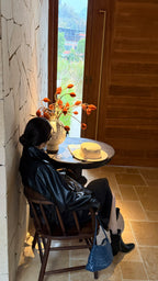 BU RIVERS Women's Stand Collar Biker Jacket - Loose Fit Casual Spring Leather Coat