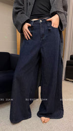 BU RIVERS Women's Winter Fleece-Lined Wide-Leg Jeans - Slimming Casual Commuter Denim