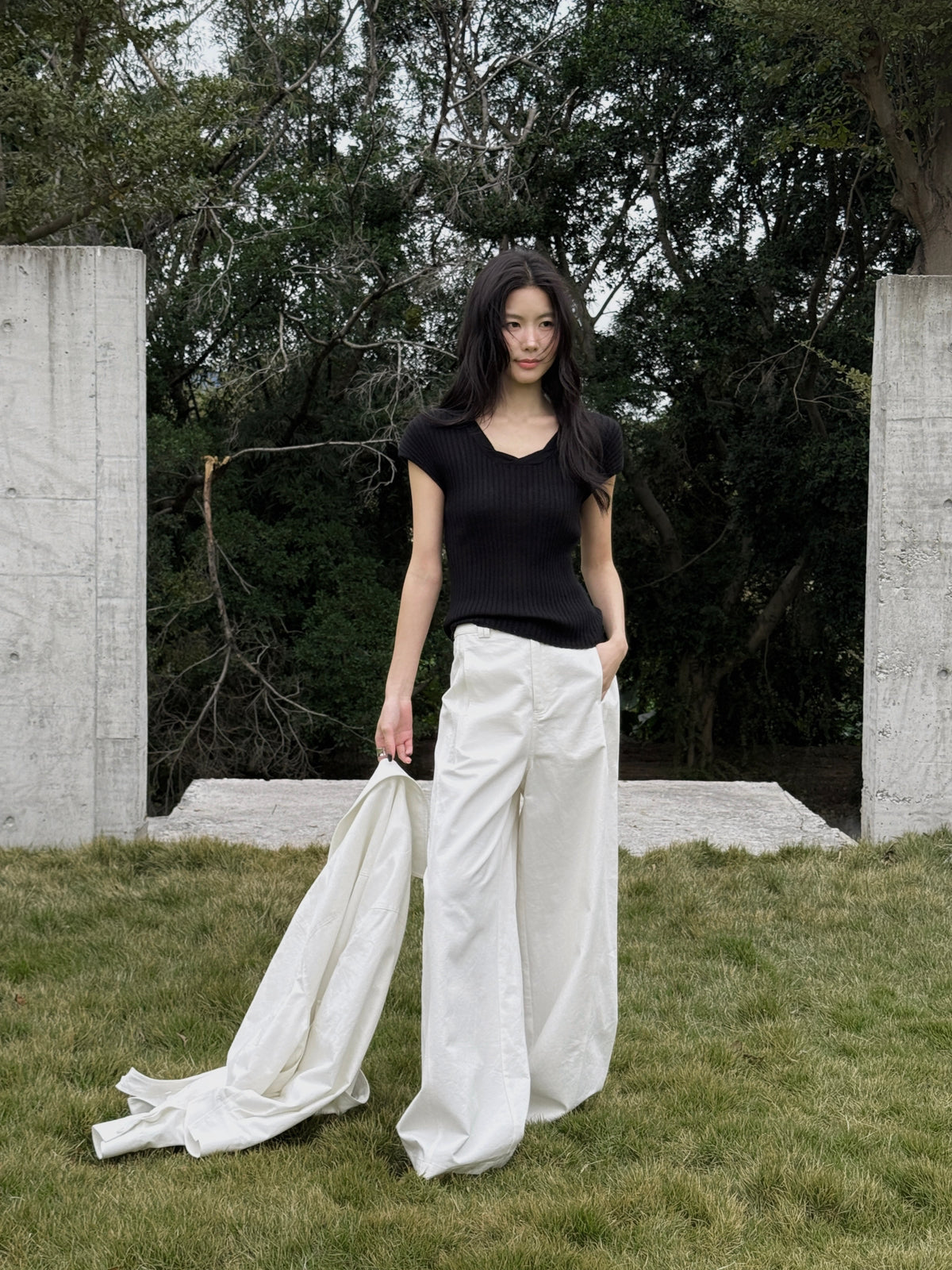 BU RIVERS Women's Elegant Wide Leg Casual Pants - Slimming High-Waisted Commuter Trousers