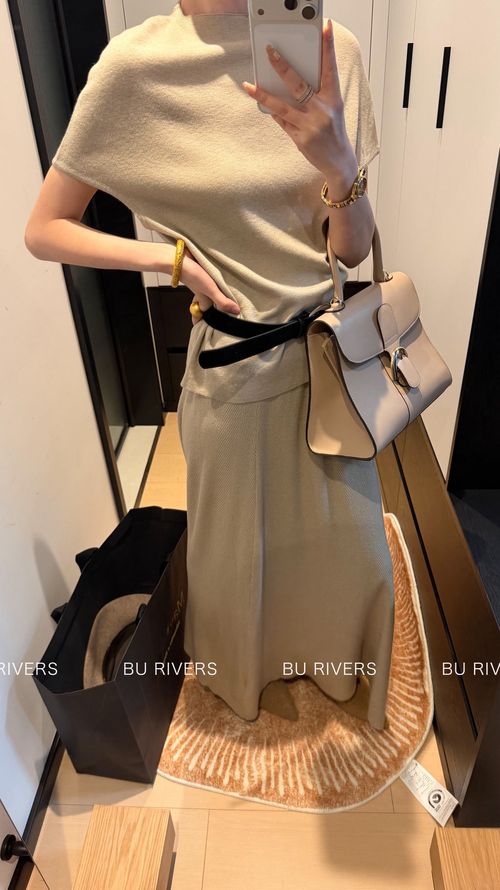 BU RIVERS Elegant High-Waisted Elastic Slimming Midi Skirt - Versatile Casual H-Line Pencil Skirt
