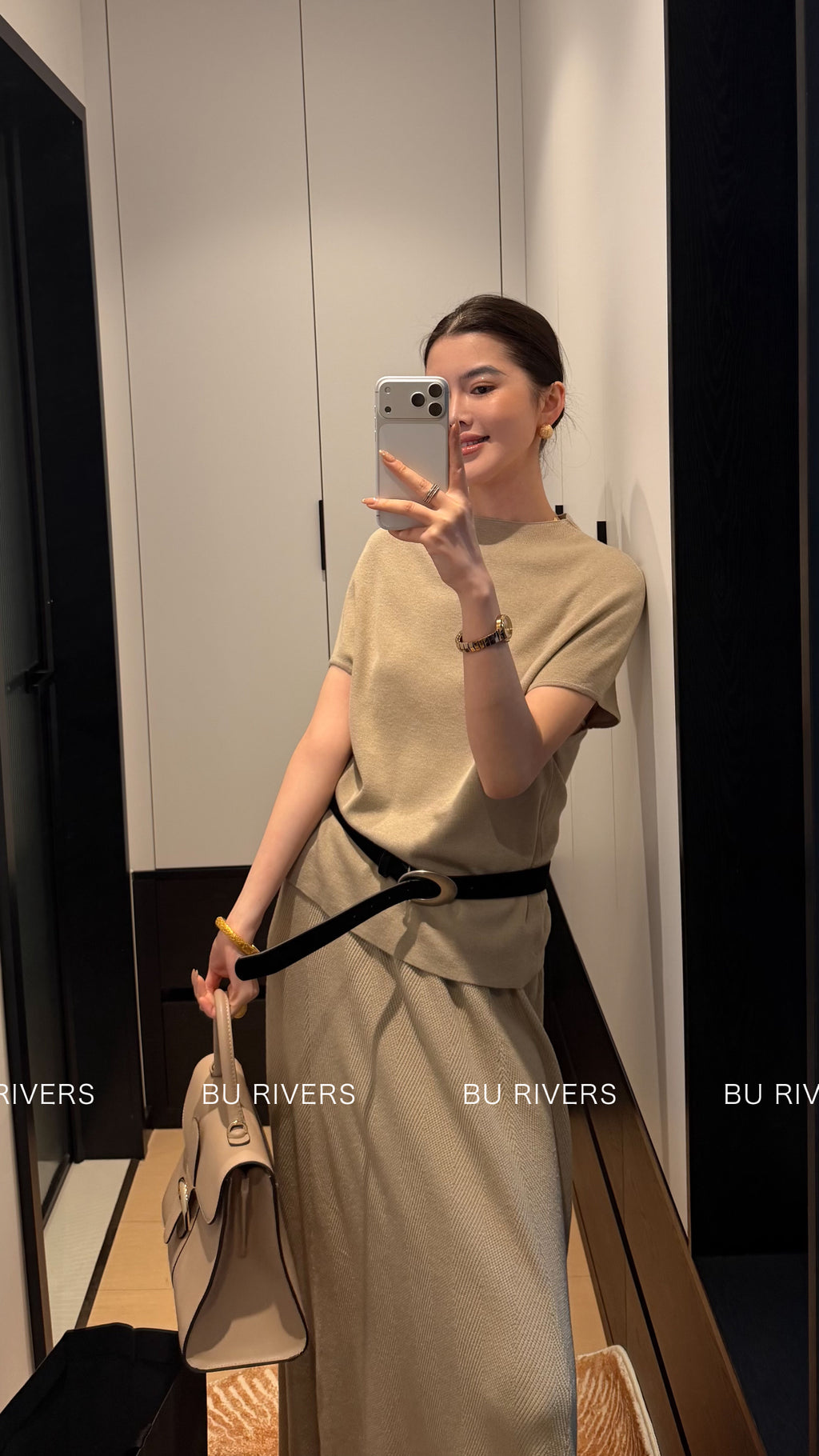 BU RIVERS Elegant High-Waisted Elastic Slimming Midi Skirt - Versatile Casual H-Line Pencil Skirt