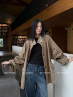 Spring New Arrival! 【BU RIVERS】 Stand Collar Temperament Commuter Mid-Length Trench Coat (with Belt) S32813# ZRY