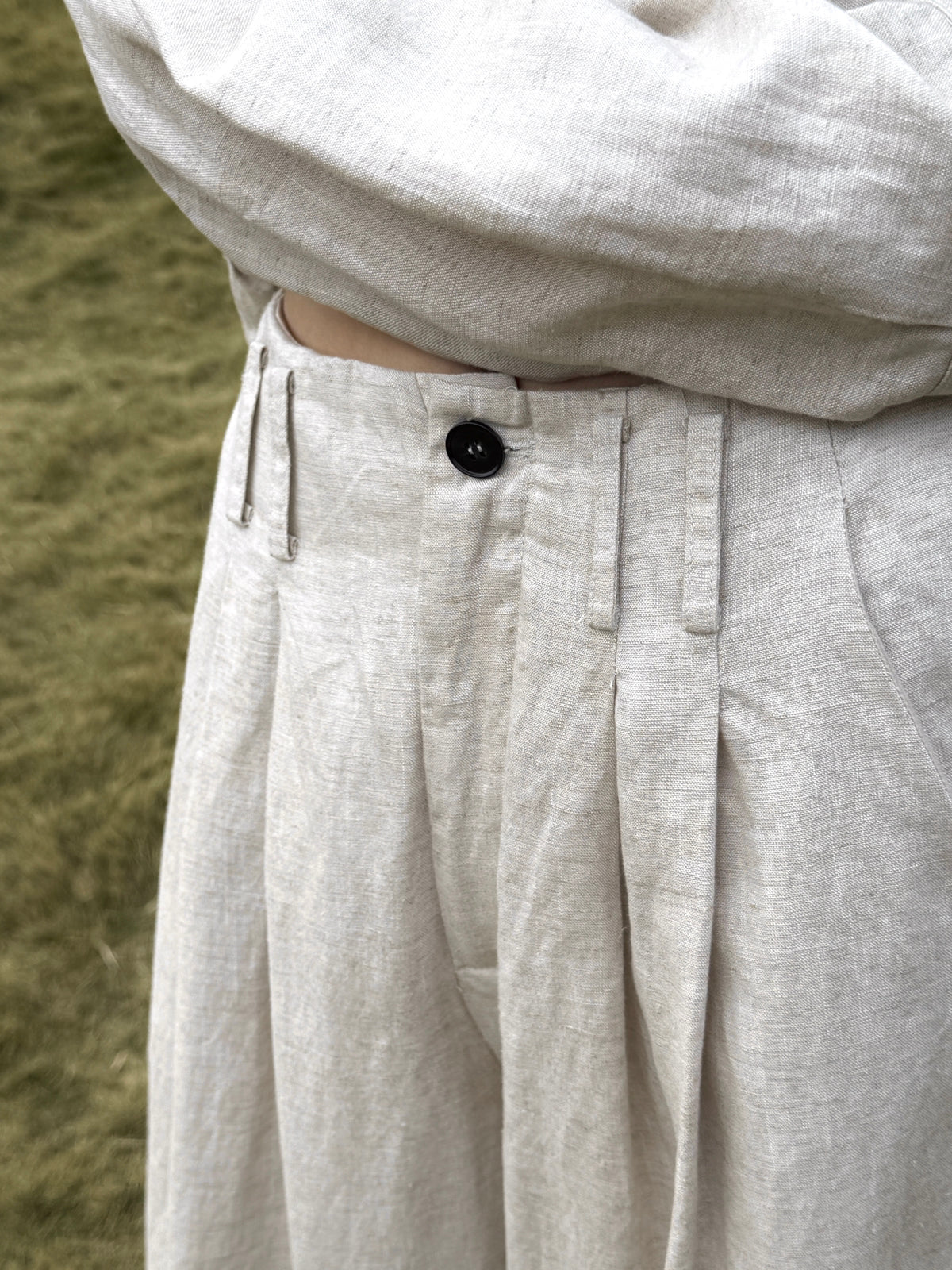 BU RIVERS Elegant High-Waisted Wide-Leg Linen Tencel Trousers for Women - Slimming Old Money Style