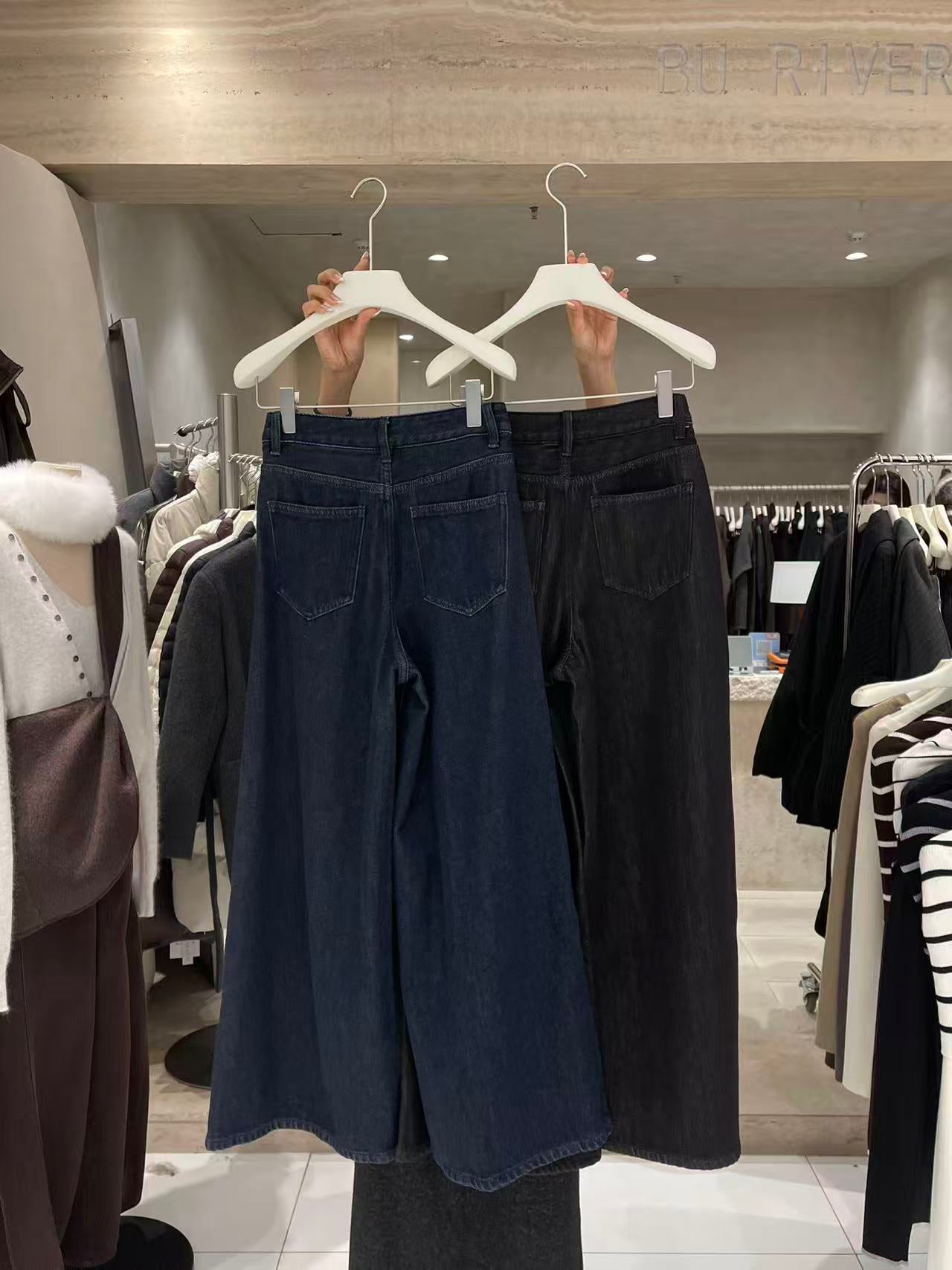 BU RIVERS Women's Winter Fleece-Lined Wide-Leg Jeans - Slimming Casual Commuter Denim