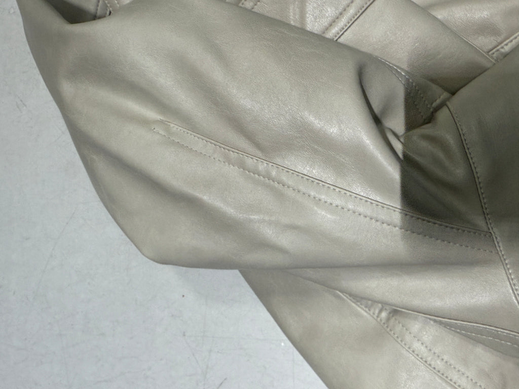 BU RIVERS Women's Stand Collar Biker Jacket - Loose Fit Casual Spring Leather Coat