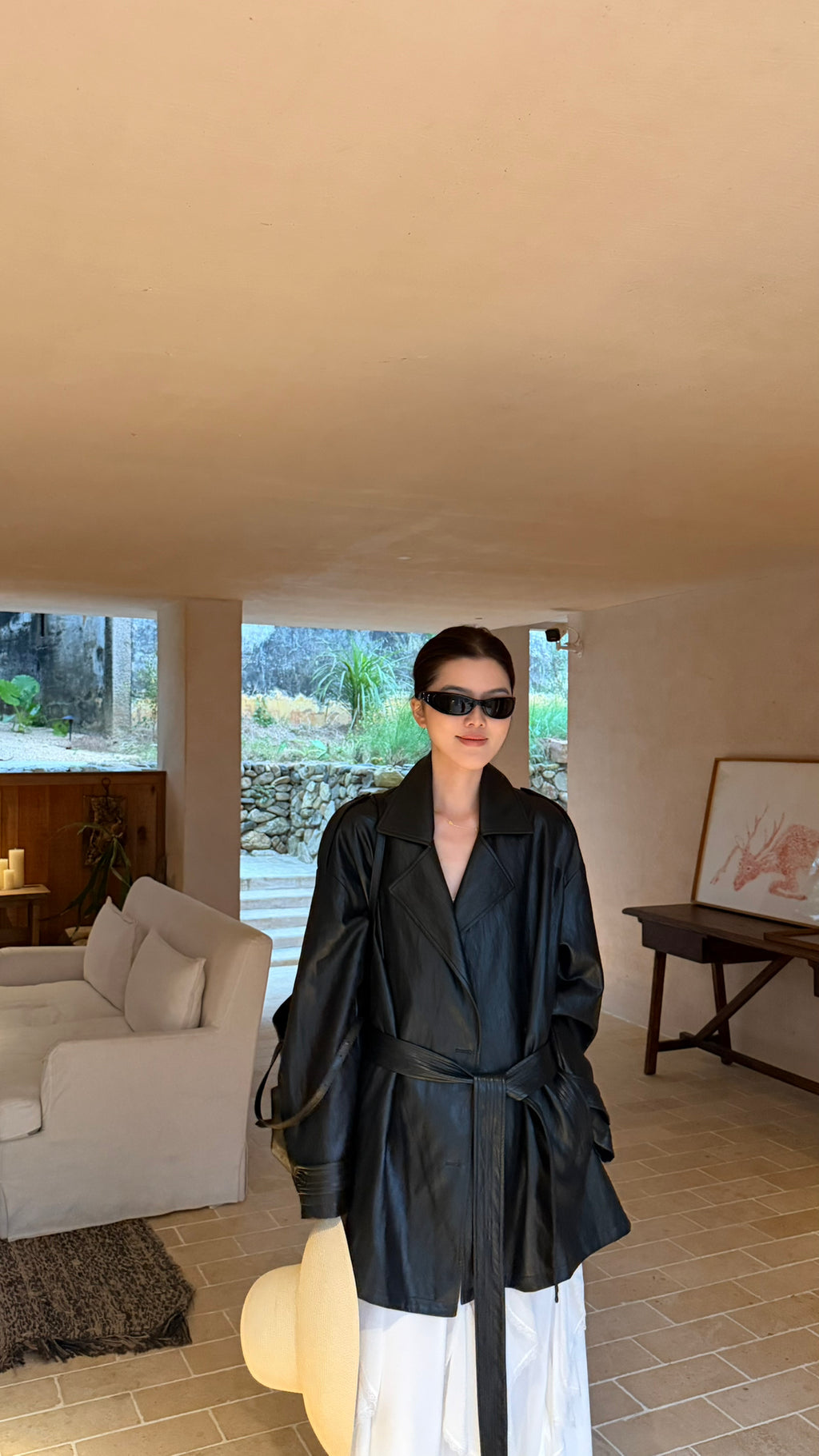 BU RIVERS 2026 Early Spring Collection Elegant Mid-Length Protein Leather Blazer with Belt