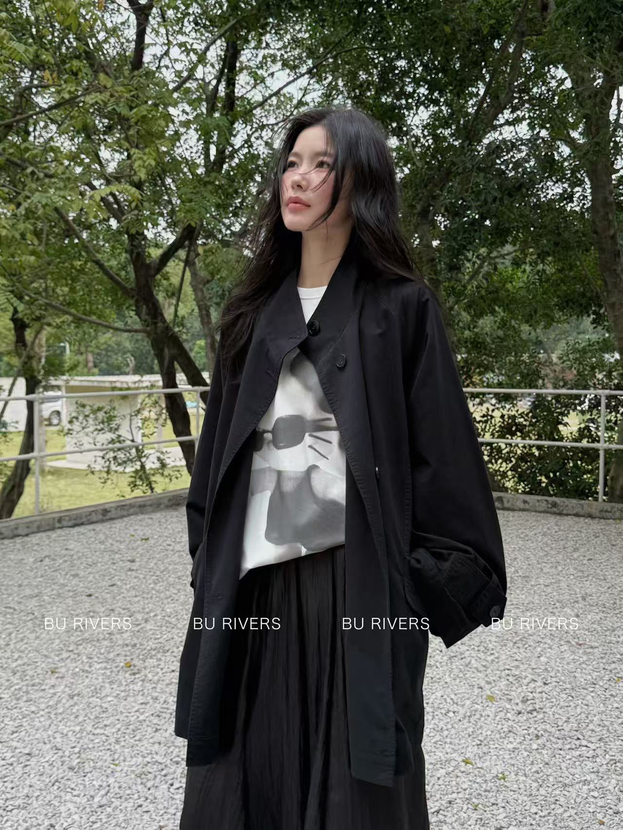 Spring New Arrival! 【BU RIVERS】 Stand Collar Temperament Commuter Mid-Length Trench Coat (with Belt) S32813# ZRY