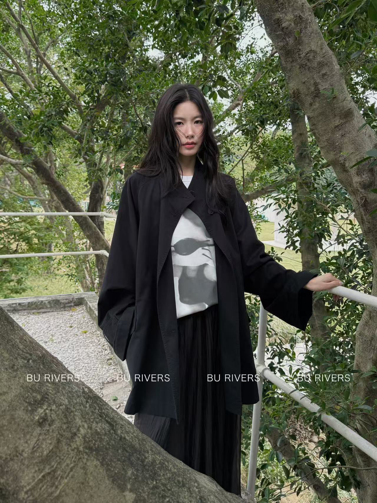 Spring New Arrival! 【BU RIVERS】 Stand Collar Temperament Commuter Mid-Length Trench Coat (with Belt) S32813# ZRY