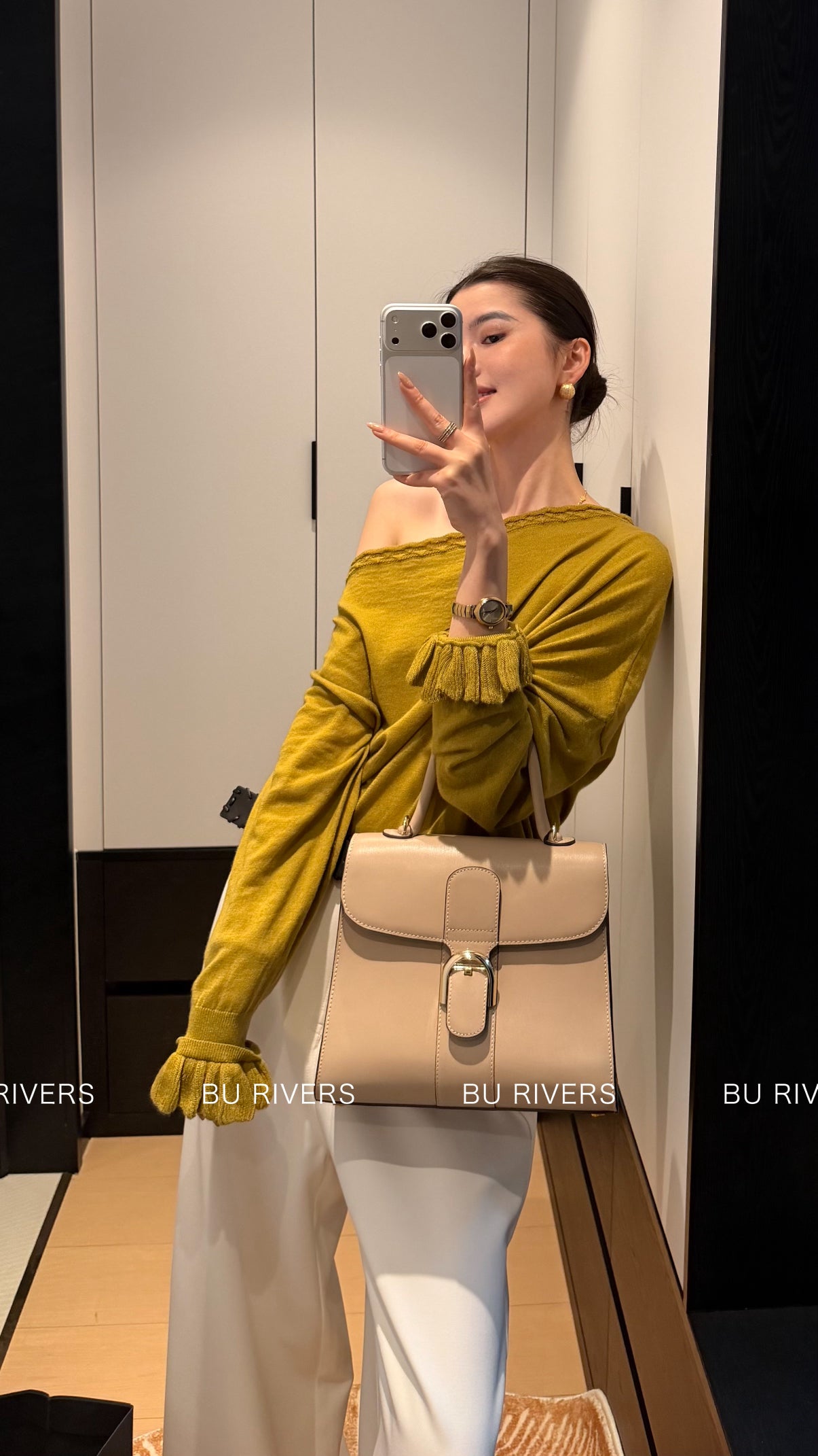 BU RIVERS Elegant Off-the-Shoulder Knit Sweater - 2026 Early Spring Wool Blend Designer Top