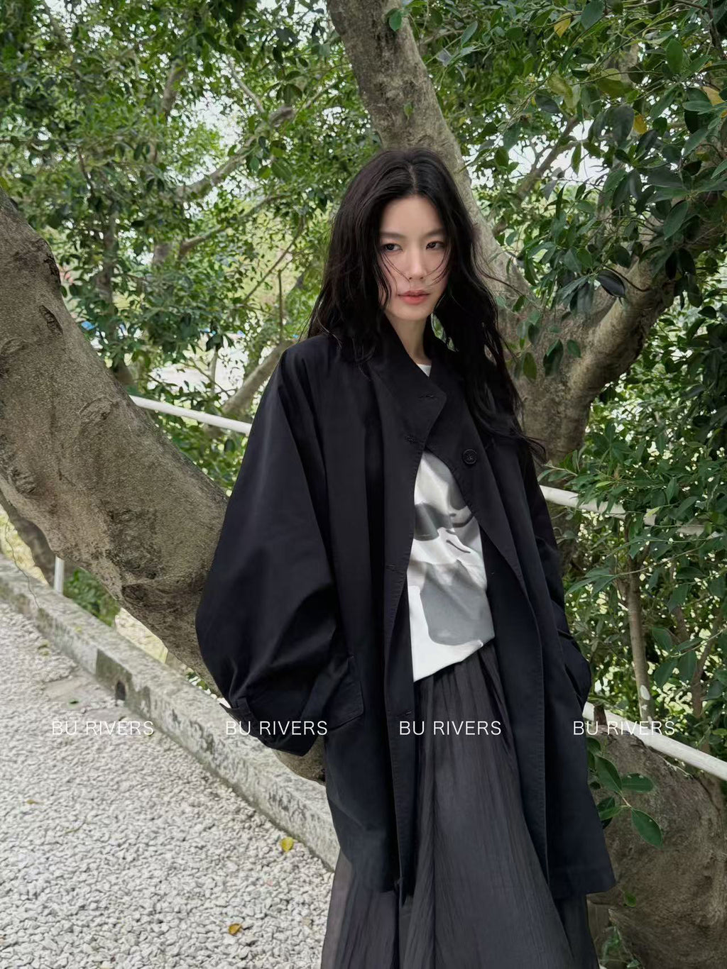 Spring New Arrival! 【BU RIVERS】 Stand Collar Temperament Commuter Mid-Length Trench Coat (with Belt) S32813# ZRY