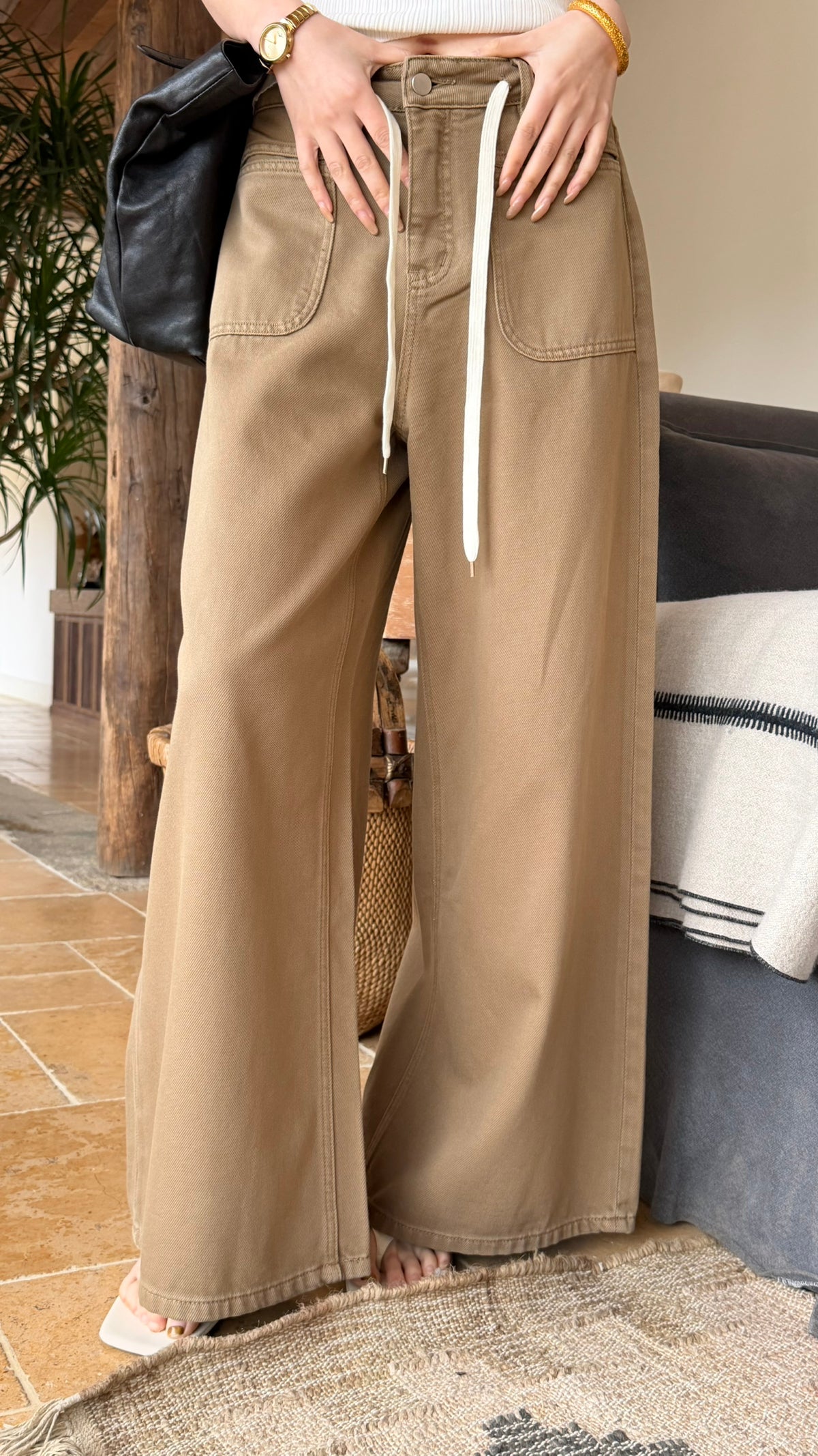 BU RIVERS Women's High-Waist Tencel Straight-Leg Jeans - Slimming Loose Fit Spring Denim