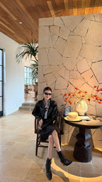 BU RIVERS Women's Stand Collar Biker Jacket - Loose Fit Casual Spring Leather Coat