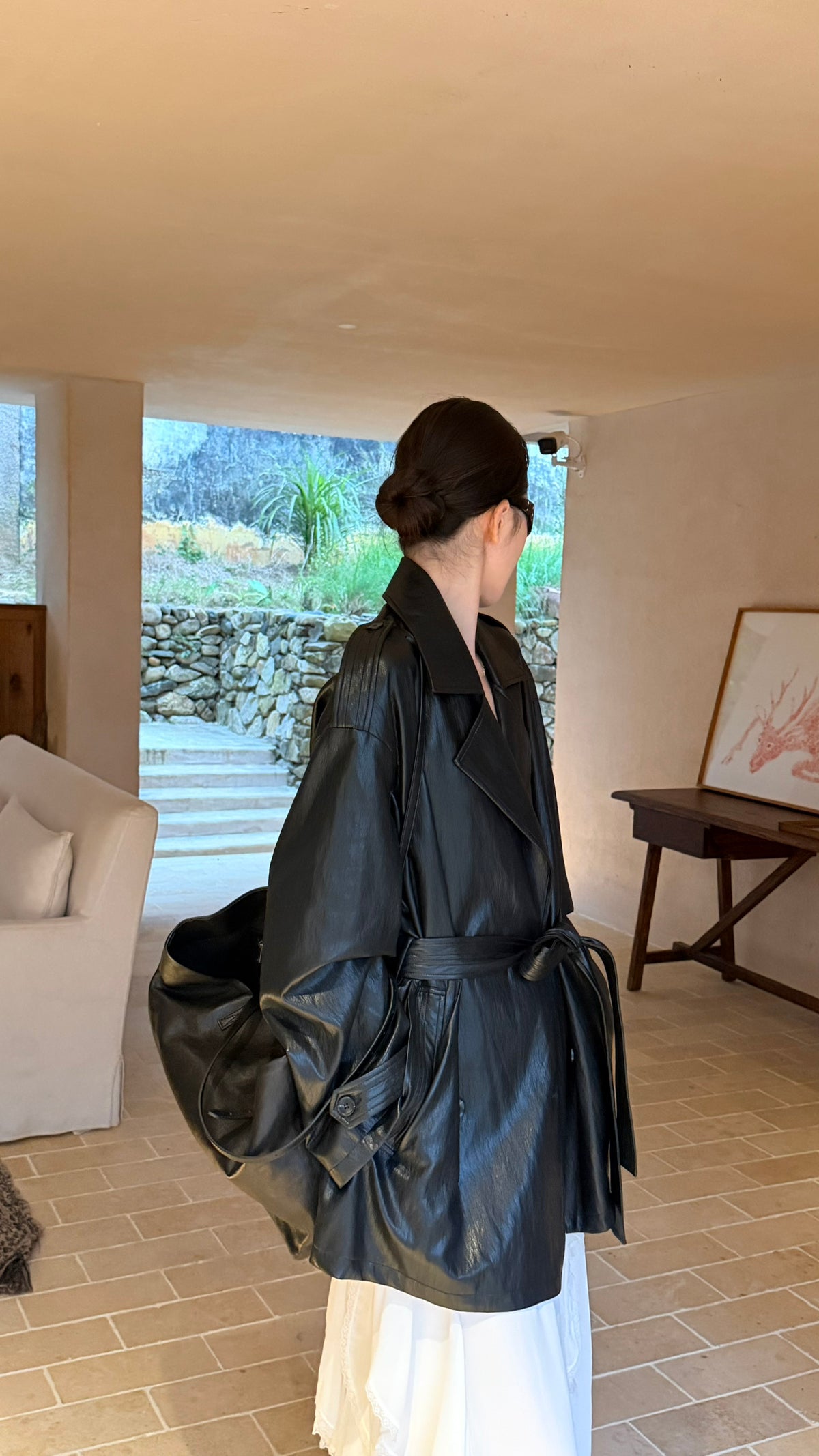 BU RIVERS 2026 Early Spring Collection Elegant Mid-Length Protein Leather Blazer with Belt